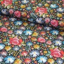 Baumwoll-Jersey Embroidery Flowers - schwarz