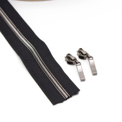 5,9mm endlos Spiralreißverschluss Metalloptik schwarz/gunmetall inkl. 2 Zipper