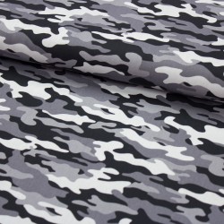 Baumwollstoff Popeline Army Camoufalge schwarz grau