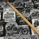 Baumwollstoff Timeless Treasure Packed Vintage Motorcycle grey