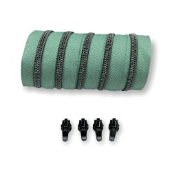 Gunmetal metallisierter Reißverschluss - inklusive 4 Zipper - mint