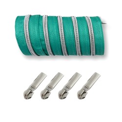Silber metallisierter Reißverschluss - inklusive 4 Zipper - mint