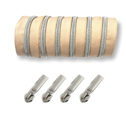 Silber metallisierter Reißverschluss - inklusive 4 Zipper - nude