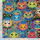 Baumwollstoff Timeless Treasure - Bright Cat Sugar Skulls - Katzenstoff