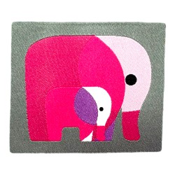 Webetikett Elefant grau pink