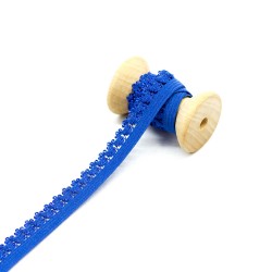 elastisches Kantenband mit Blümchen 15mm breit blau