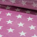 Stoff Flannel Fleece Double Site Sterne rosa