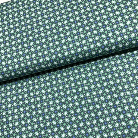 Stoff Baumwolle Klaranähta Ornamente grün blau