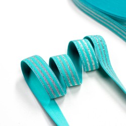 Elastic-Band gestreift mit Lurex silber mint  20mm breit
