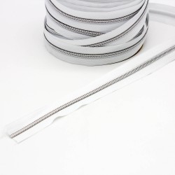 5,9mm endlos Spiralreißverschluss Metalloptik silber weiß