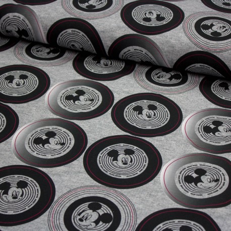 Jersey Stoff Mickey Mouse Jersey retro grau meliert