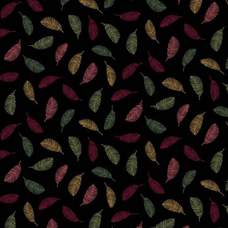 beschichtete Baumwolle Colorful Leaves schwarz